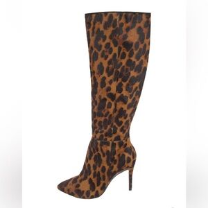 SCHUTZ Leopard Print Pony hair Knee-High Boots